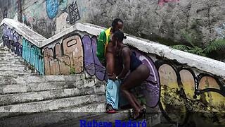 I craved that big cock, so I gave a blowjob to the see-through dressed black Latina milf