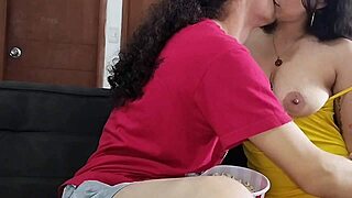 Perverted stepsiblings turn movie night into rough fucking session with deepthroat and creampie in Russian porn.