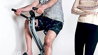 Indian Desi Sexy Lady Gets Shaved Pussy Drilled by Stranger's Big Cock in Gym Workout with Handjob and Cumshot