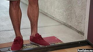 Horny blonde milf gets her big tits sucked while young delivery boy pounds her with his massive cock.