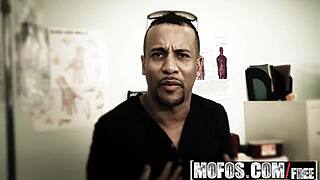 Mofos series milfs like it black features Delilah Davis as dr deepthroat in blonde bathroom hardcore