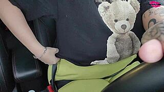 Look at me driving around with my huge tits fully out and exposed for fun