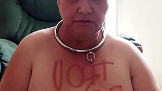 french milf maid in bondage teases with dildo and vibrator solo