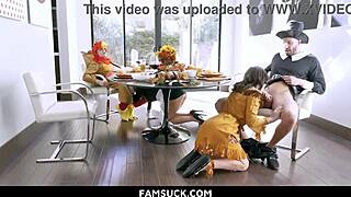 horny stepfamily having orgy sex on dinner table - famsuck