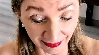 I love this workplace fantasy with a blonde mature milf. She handles big natural tits and POV blowjob role-play perfectly.