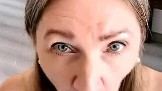 I love this workplace fantasy with a blonde mature milf. She handles big natural tits and POV blowjob role-play perfectly.