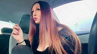 Why Not Enjoy Big Tits Long Hair Artemisia Love in Her Sexy Italian Smoking Session Inside the Car?