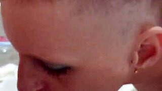 Milf Sandra prostitute whore gives blowjob in European setting