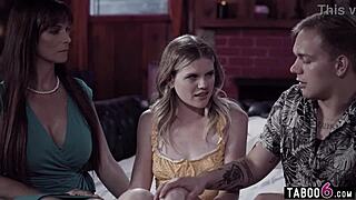 family tradition unfolds as stepmom syren de mer and stepson film threesome with his teen gf nikki sweet