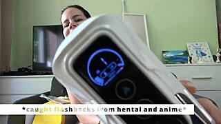 brunette anna unpacks xt9 masturbator then role-plays catching stepbrother for footjob test with vibrator