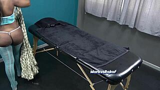 Gorgeous Black Milf With Big Natural Tits Went For A Massage Wearing Sexy Lingerie And Oiled Up