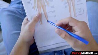 Hey stepson, wanna see mommy's special skill? I'll teach you with deepthroat blowjob and tits in lingerie.