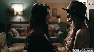 doctor and brunette dominate a patient with blindfolded ass licking feet fetish and lesbian muff diving in hospital