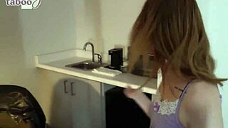 Scarlet Skies bends over in lingerie for deepthroat blowjob and cowgirl riding with creampie in wet swollen pussy and juicy tits.