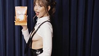 petite bunny riley reid showed hot big ass and perfect tits during posing in office lingerie