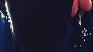 Latex milf Arya Grander with big ass and natural tits teases in shiny fetish gloves for kinky seduction