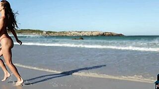 i can't believe how gorgeous this ukrainian brunette babe gloria sol looks stripping on the beach