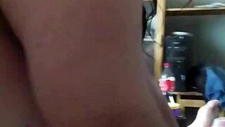 Chubby milf plays with big pussy in bathtub then sucks step son's cock deep. She rides him until cum covers her huge natural tits.