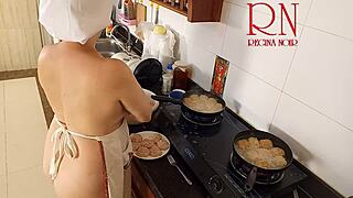 Nudist Housewife Regina Noir Cooks Naked In Kitchen As Maid With Natural Tits And Juicy Pussy Exposed