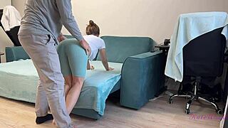 Neighbor bends over cheating wife in gym leggings for doggystyle fuck and creampie fill.