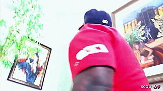 curvy huge ass inked ebony bitch with oiled tits and booty caught and seduced to fuck by bbc