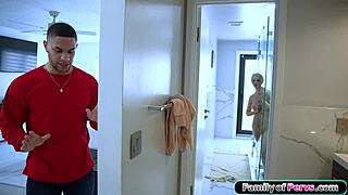 Stepmom showers with stepson for deepthroat blowjob and hardcore fucking