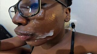 Dick Sucking Sexy Wet Lips Kisses Beautiful Facial Cumload Got on Big Boobs Ebony Slut Nerd - Jhodez1