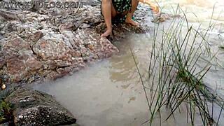 raw jungle fun with stepmom by the river in doggystyle anal!