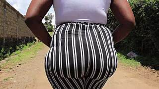 Milf Ebony Takes Big Booty Pounding from Huge Black Cock in Creampie POV