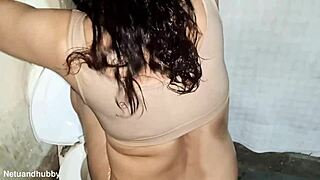 Wet Brown Pussy and Desi Big Ass with Swaying Big Boobs in Close Up Homemade View