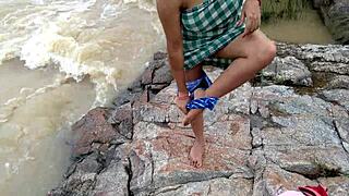 raw jungle fun with stepmom by the river in doggystyle anal!