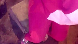 Blonde curvy milf maid in Halloween costume gives blowjob and gets creampie in homemade rough sex.