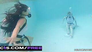 Blonde scuba vixen traps rivals in wet swimsuit revenge