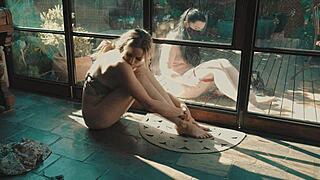 Blonde astrid love bends over for doggystyle sex with girlfriend in outdoor lesbian encounter