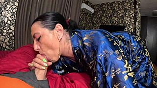 slutty geisha sucks cock and plays with cum!