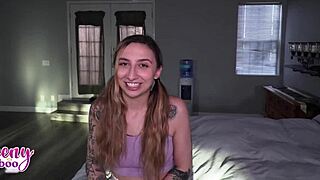 Nina nova tempts with her curvy ass and tits to finish her student project