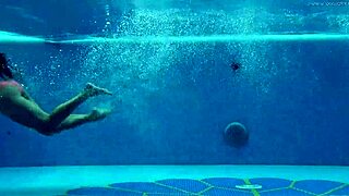 hungarian brunette babe sazan cheharda teases with big ass tits in underwater pool shower solo