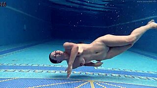 hungarian brunette babe sazan cheharda teases with big ass tits in underwater pool shower solo