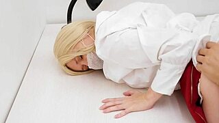 Bossy office milf in lingerie seduces with footjob teasing leading to rough anal domination