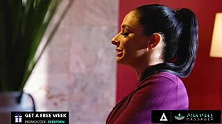 I experience steamy threesome nuru massage with hot milf boss and her sexy intern in French subtitles.