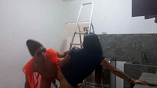 Hey, why not seduce the athletic muscular builder for blowjob and standing fuck session?