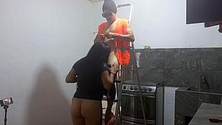 Hey, why not seduce the athletic muscular builder for blowjob and standing fuck session?