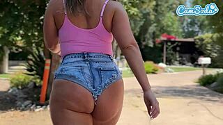 curvy white milf with big ass spreads legs outdoors masturbating with dildo to squirting orgasm
