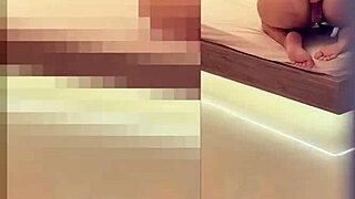 Caught stepmom shaking big ass and rubbing tight pussy to orgasm.