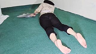 big ass amateur indian muslim maid shows huge ass through black transparent pajama while cleaning room with clear hindi audio!