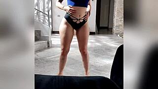 Vegas lap dance with big ass blonde and natural tits close up