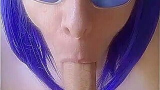 this mature mom takes on deepthroating a full 8-inch uncut cock. she swallows every drop of cum eagerly.