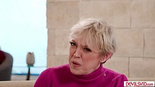 Teen stepdaughter watches boyfriend fucking her big tits stepmom with deepthroat and titty fuck