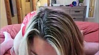 my lovely wife in red bodysuit takes it doggystyle with creampie while facing the camera