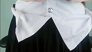 the leaked clip showed the famous thai student girl with pink pussy in her wild tiger mom outfit